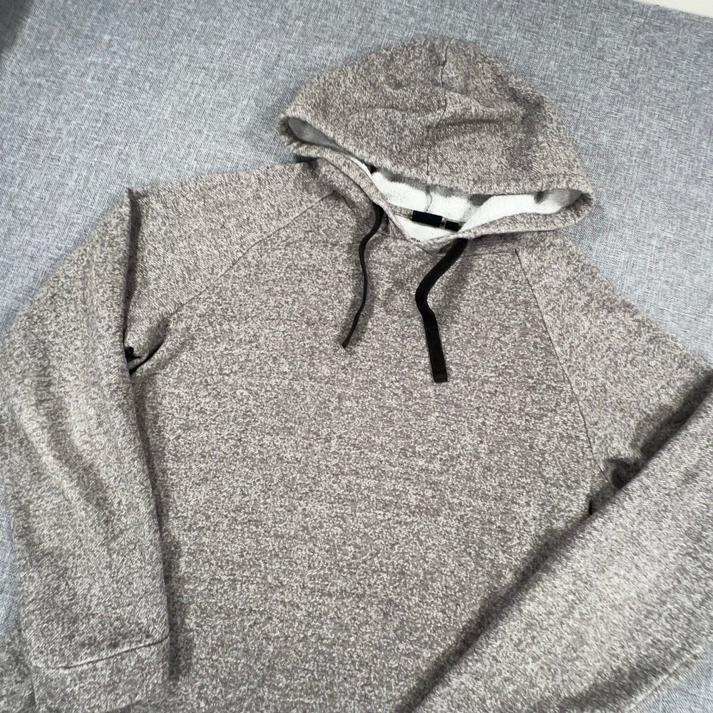 Onia Raglan Pullover Hoodie Mens L Brown Grey Heather Knit Athleisure Layering